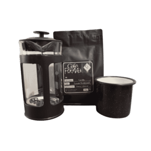 Combo Cafe especialidad + prensa + pocillo peltre